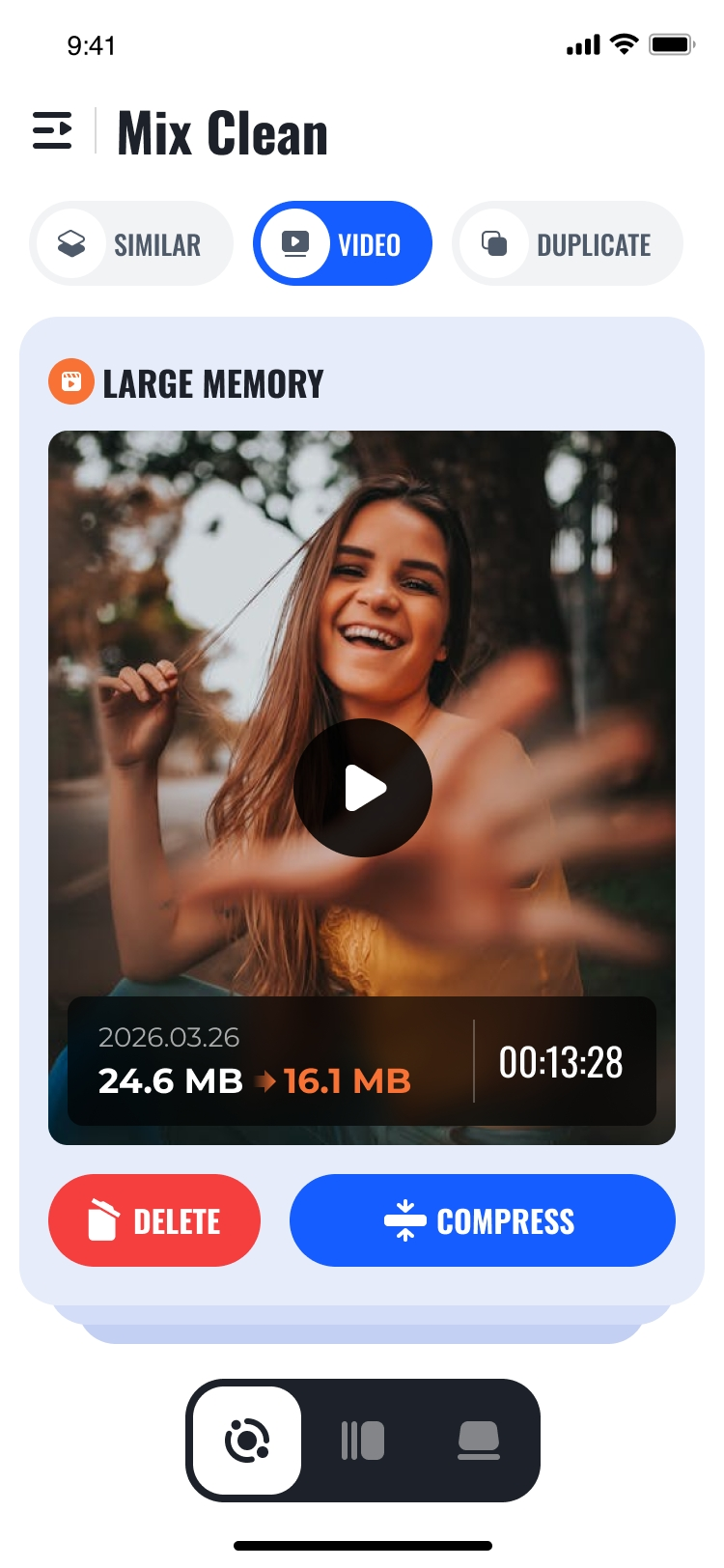 Mix Cleaner large video compression interface